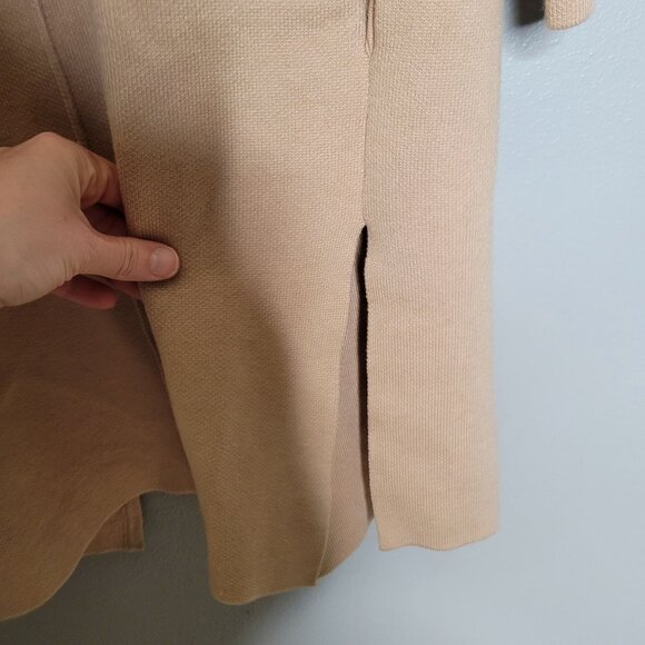 Clean Girl Neutral Closet Staple Beige Open Drape Front Knit Cardigan L XL - Picture 8 of 12